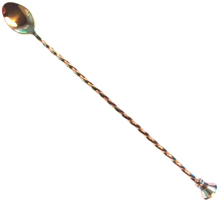 Łyżka barmańska z muddlerem dł. 30 cm miedziana - BAR PROFESSIONAL