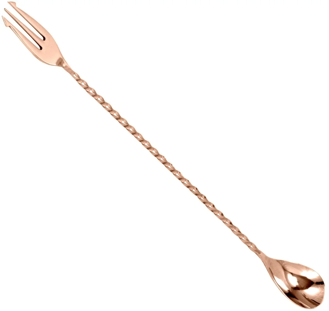Łyżka barmańska z widelcem dł. 50 cm miedziana - BAR PROFESSIONAL