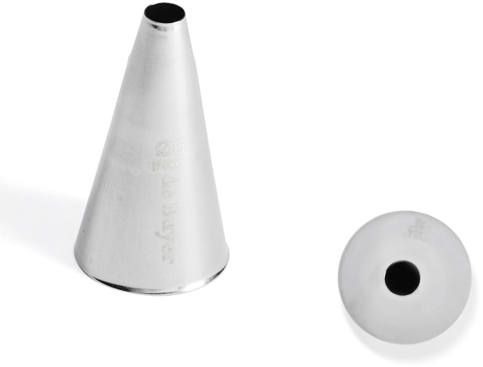 Końcówka cukiernicza okrągła prosta ze stali nierdzewnej śr. 6 mm - DE BUYER