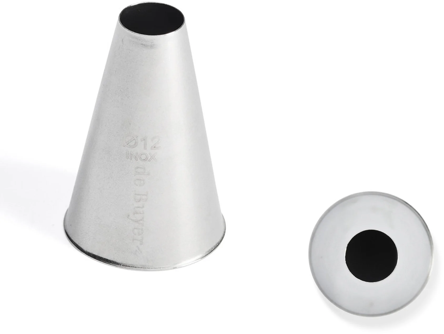 Końcówka cukiernicza okrągła prosta ze stali nierdzewnej śr. 12 mm - DE BUYER