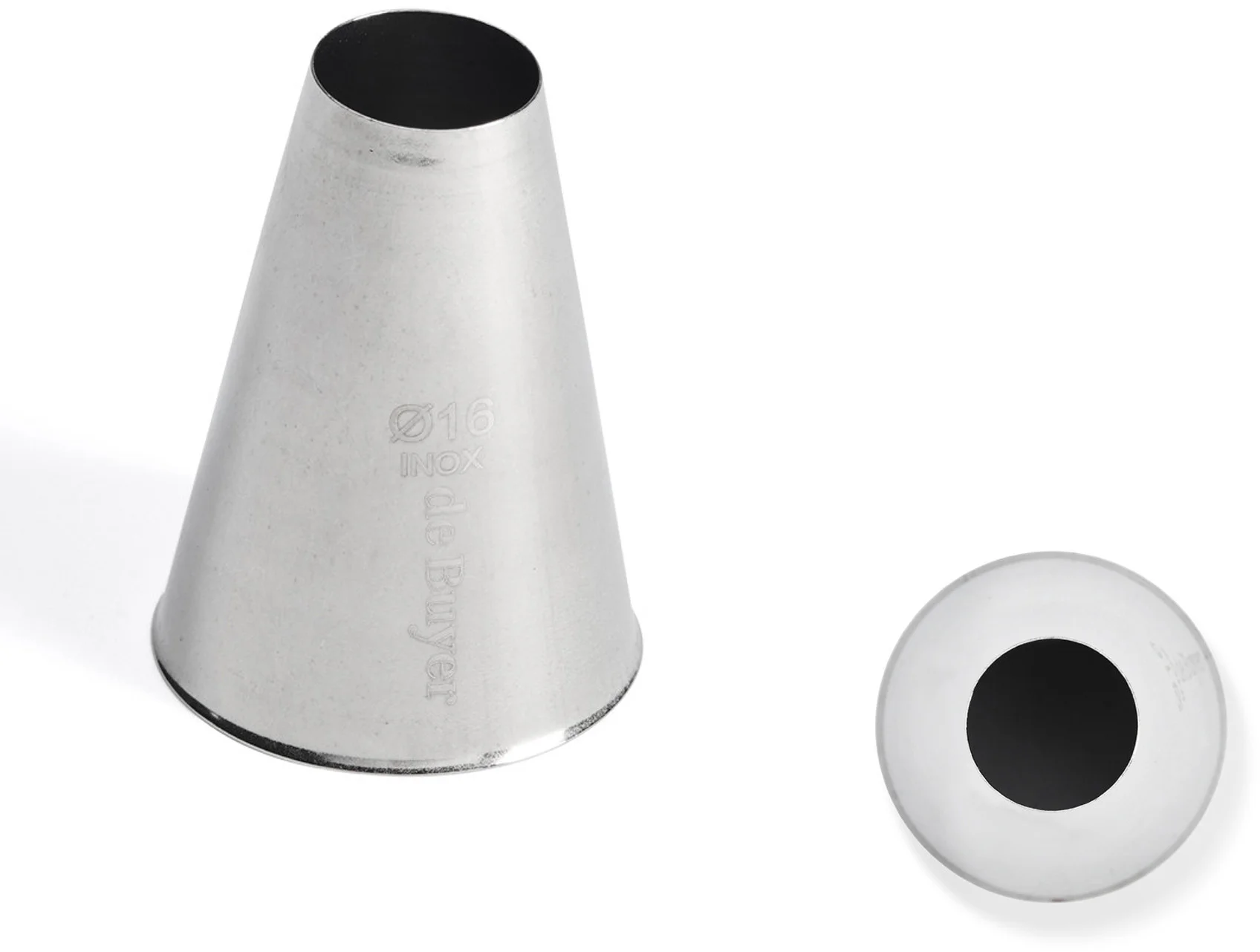 Końcówka cukiernicza okrągła prosta ze stali nierdzewnej śr. 16 mm - DE BUYER