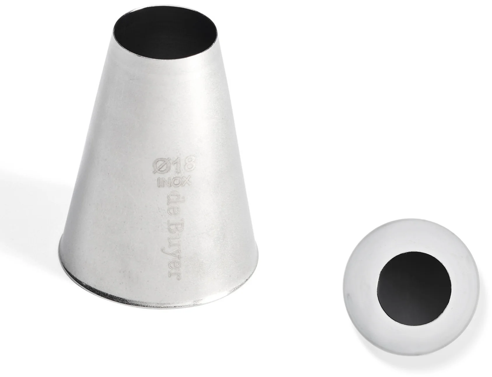 Końcówka cukiernicza okrągła prosta ze stali nierdzewnej śr. 18 mm - DE BUYER