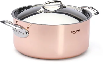 Garnek miedziany wysoki z pokrywą śr. 28 cm PRIMA MATERA - DE BUYER