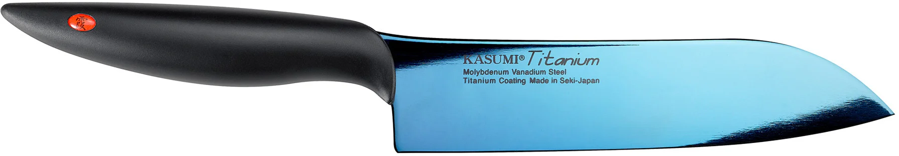 Nóż japoński Santoku kuty dł. 18 cm niebieski TITANIUM - KASUMI