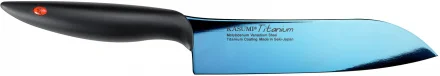 Nóż japoński Santoku kuty dł. 18 cm niebieski TITANIUM - KASUMI
