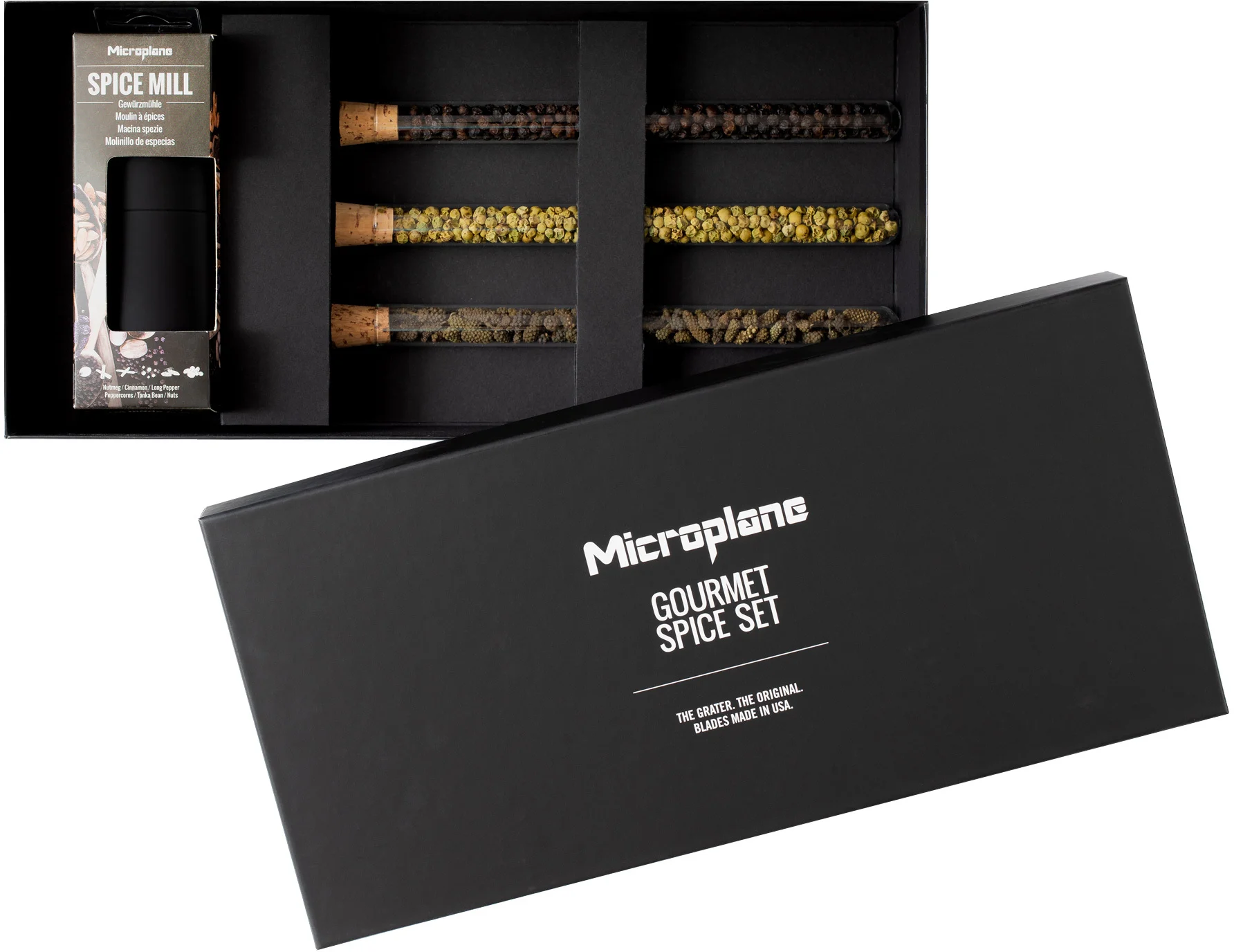 Zestaw młynek i 3 rodzaje pieprzu GOURMET - MICROPLANE