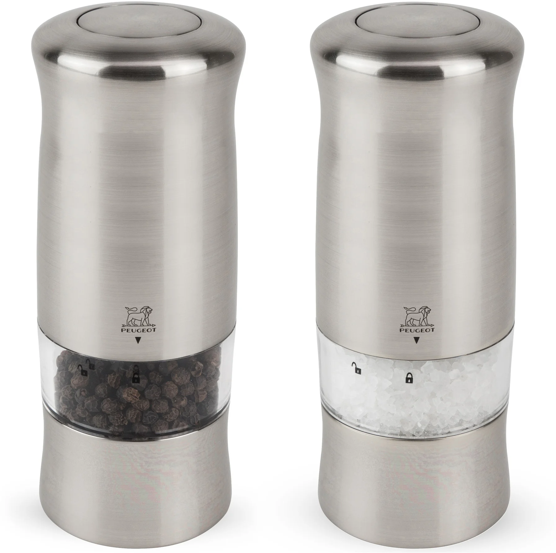 Zestaw młynków elektrycznych do soli i pieprzu 14 cm inox ZELI - PEUGEOT