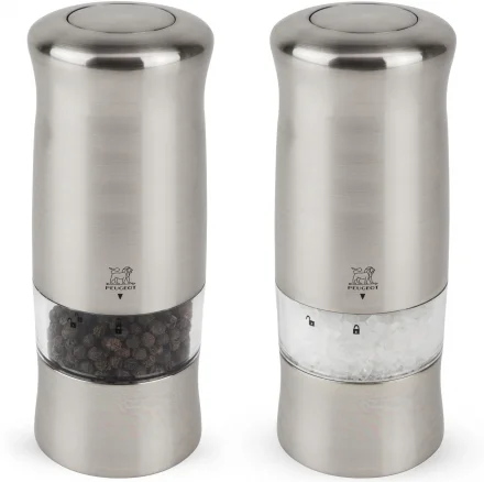 Zestaw młynków elektrycznych do soli i pieprzu 14 cm inox ZELI - PEUGEOT