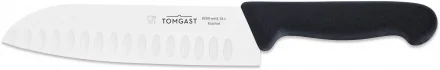 Nóż santoku szlif kulowy 18 cm, czarny - TOMGAST