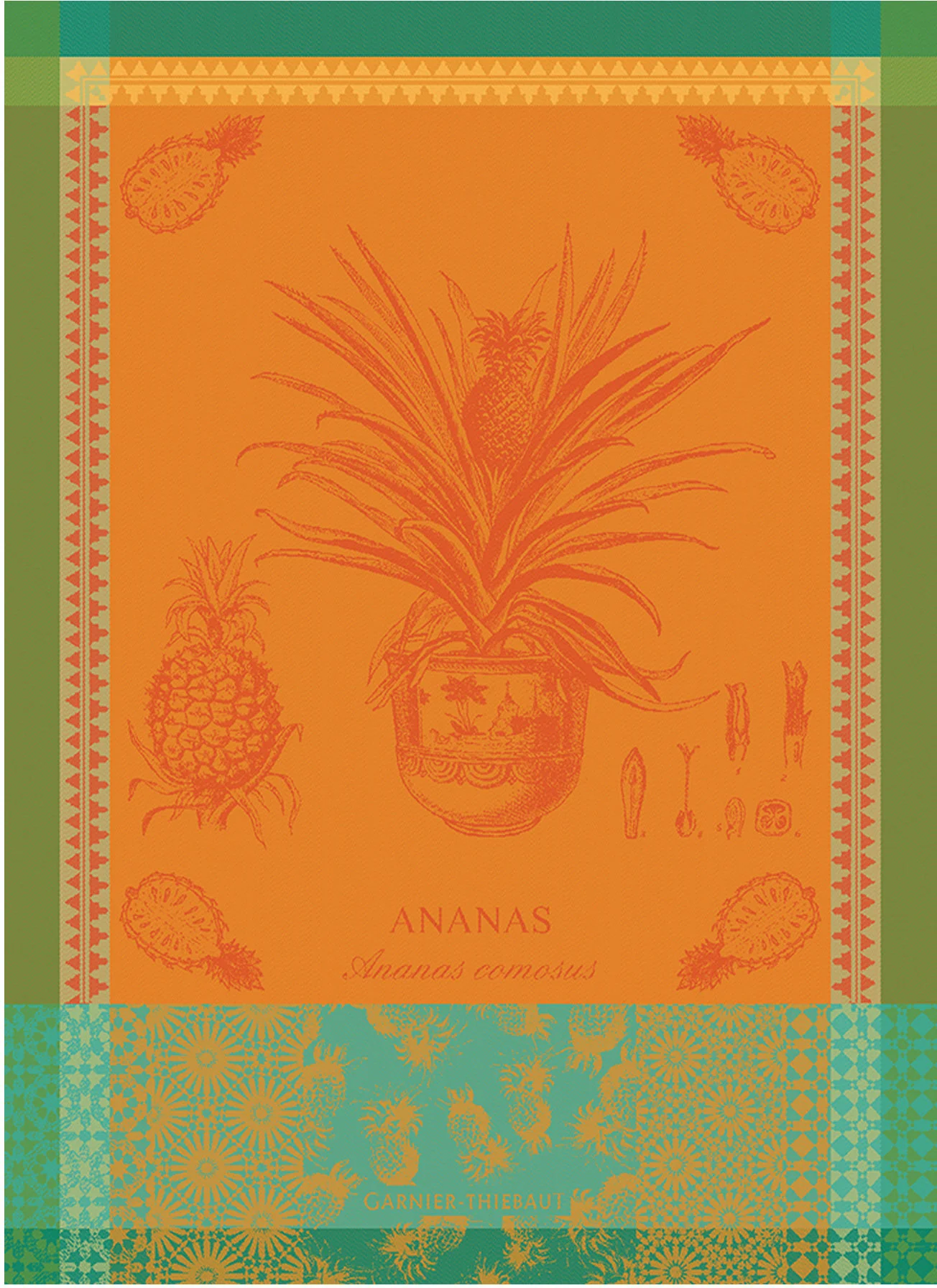 Ręcznik kuchenny ANANAS EN POT JAUNE SOLEIL 56 x 77 cm  - GARNIER THIEBAUT