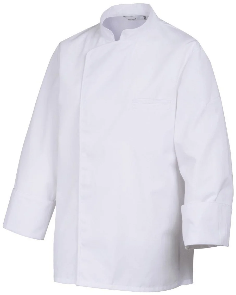Bluza kucharska biała, biała lamówka, długi rękaw rozm. XXXL ENERGY - ROBUR