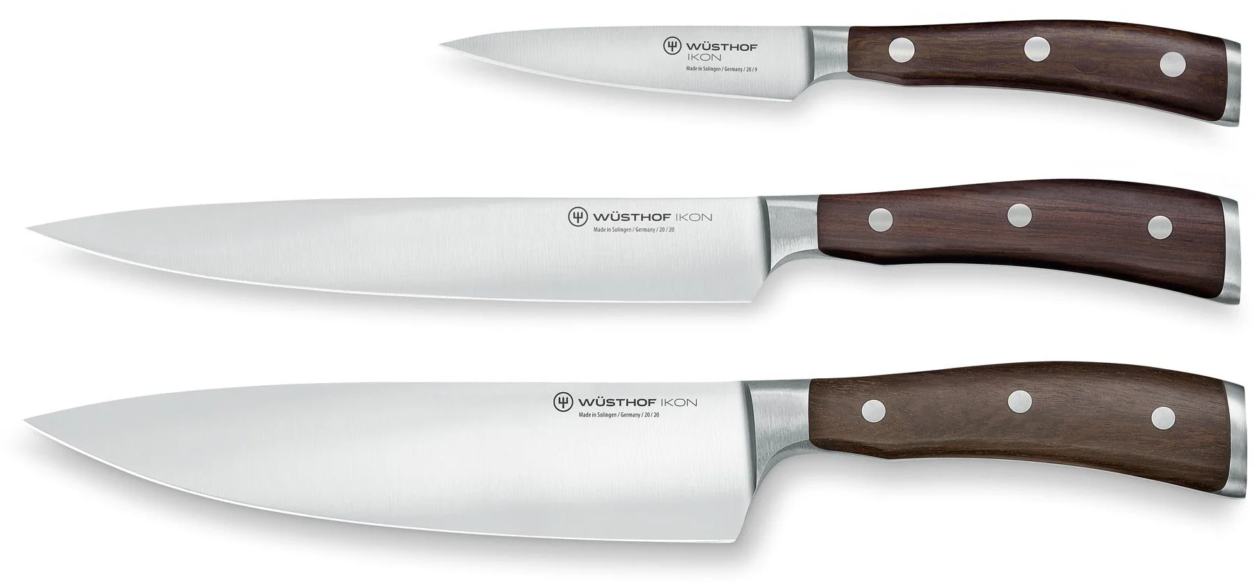Zestaw - Nóż szefa 20 cm , kuchenny 20 cm i do warzyw 9 cm IKON - WÜSTHOF