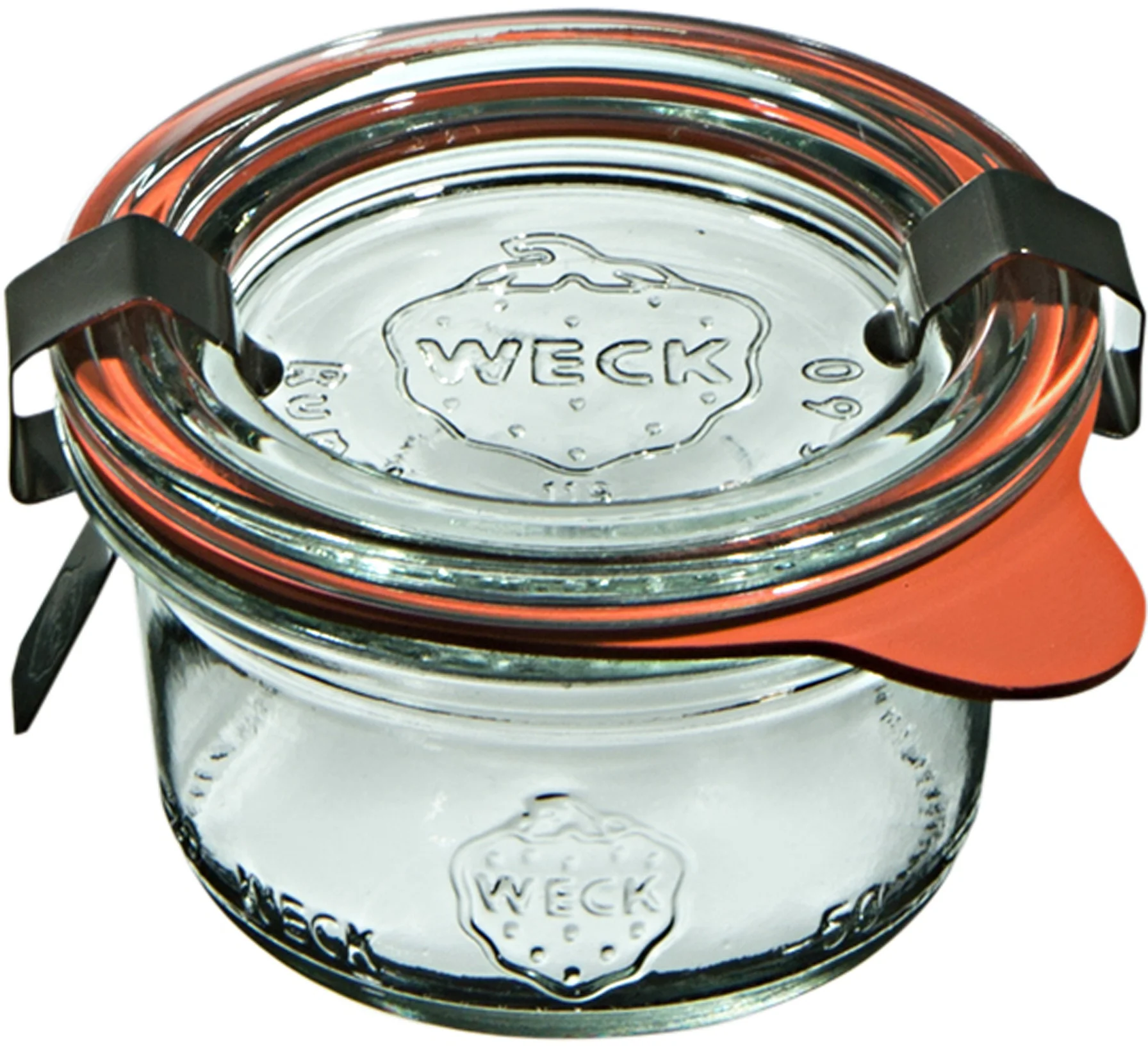 Słoik MINI-STURZ 50 ml z pokrywką, uszczelką i 2 zapinkami - op. 12 szt - WECK