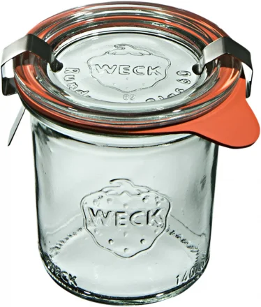 Słoik MINI-STURZ 140 ml z pokrywką, uszczelką i 2 zapinkami - op. 12 szt - WECK