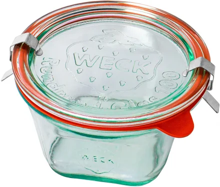 Słoik QUADRO 290 ml z pokrywką, uszczelką i 2 zapinkami - op. 6 szt - WECK