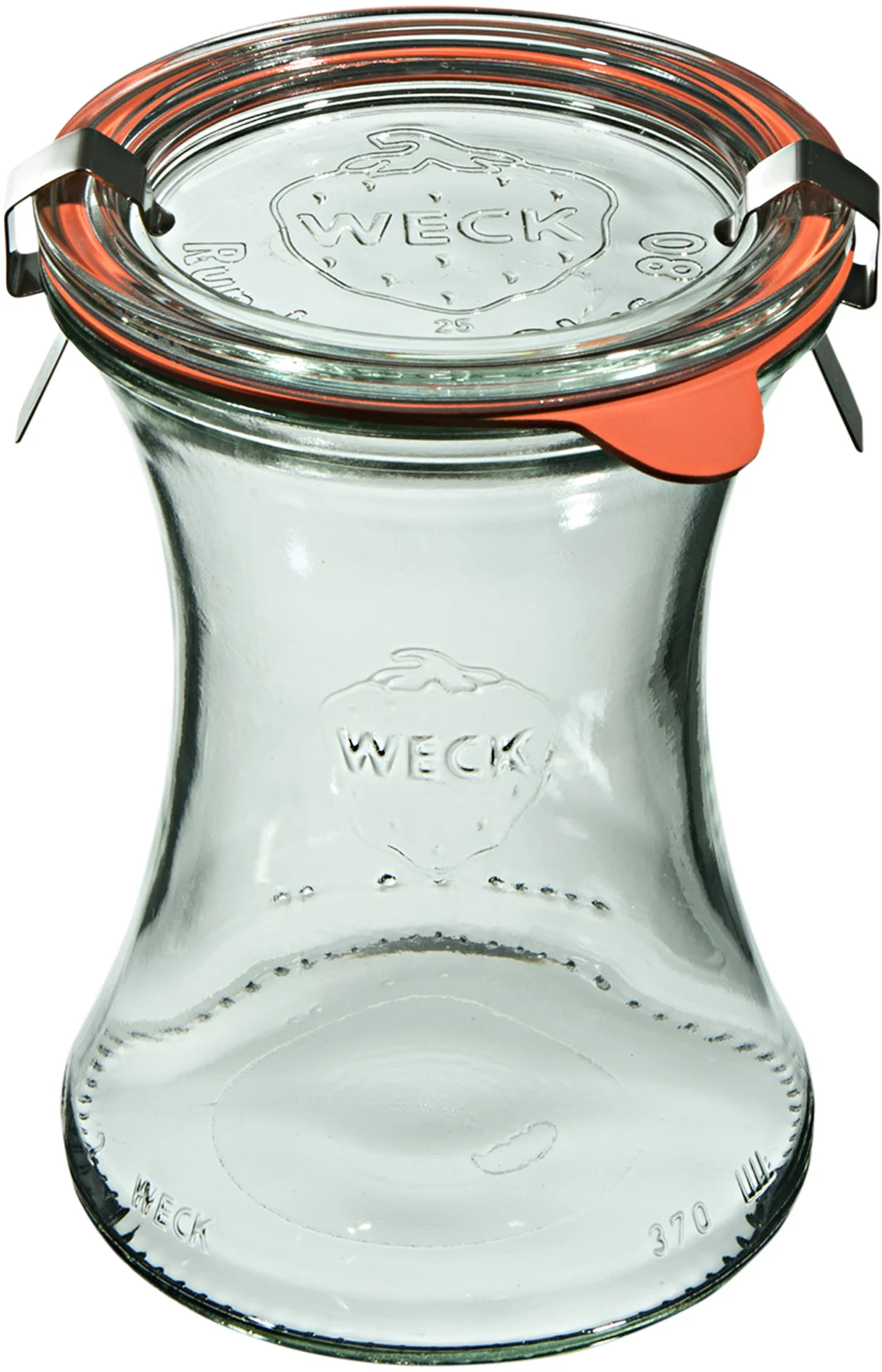 Słoik DELI 370 ml z pokrywką, uszczelką i 2 zapinkami  - op. 6 szt - WECK